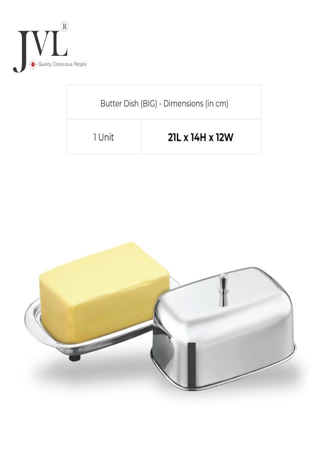 JVL Stainless Steel Butter Dish with Lid & Knob, Anti-Slip Base, Hygienic, Rust-Resistant Butter Container for Refrigerator & Table Use - 500g - Image 4